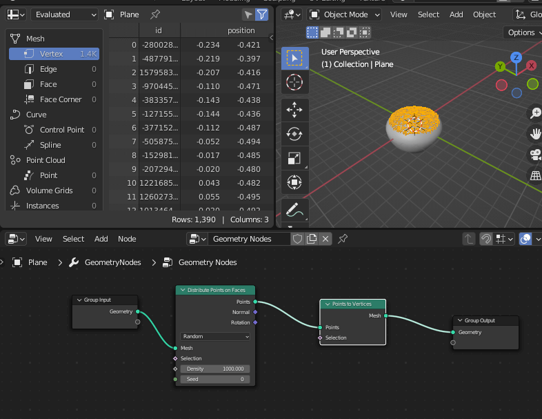 End geometry node setup