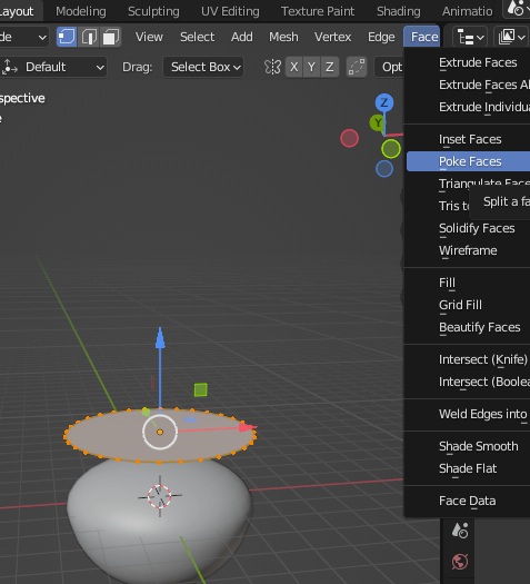 Poking the planes faces for the shrink wrap modifier