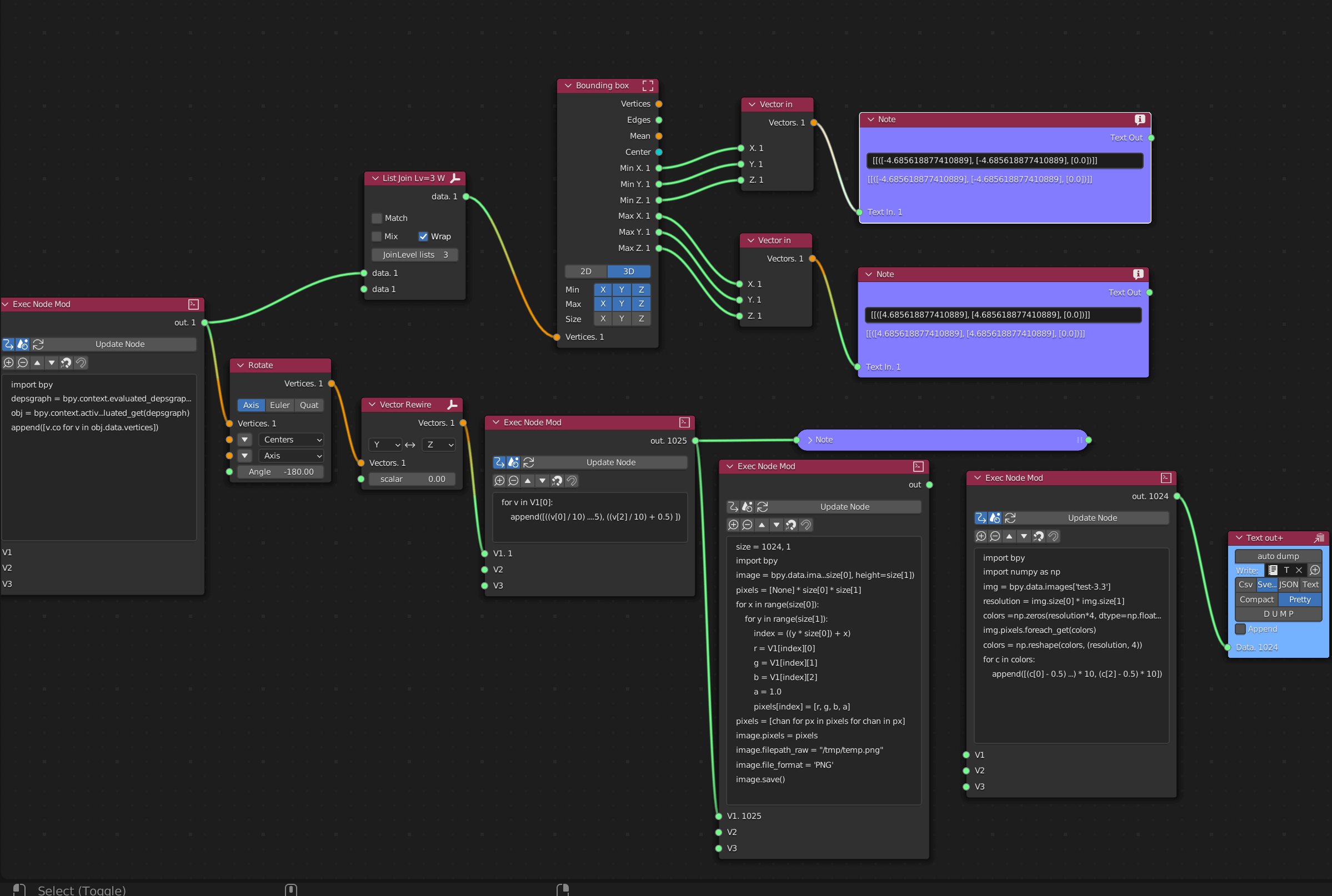 Overall node setup in sverchok