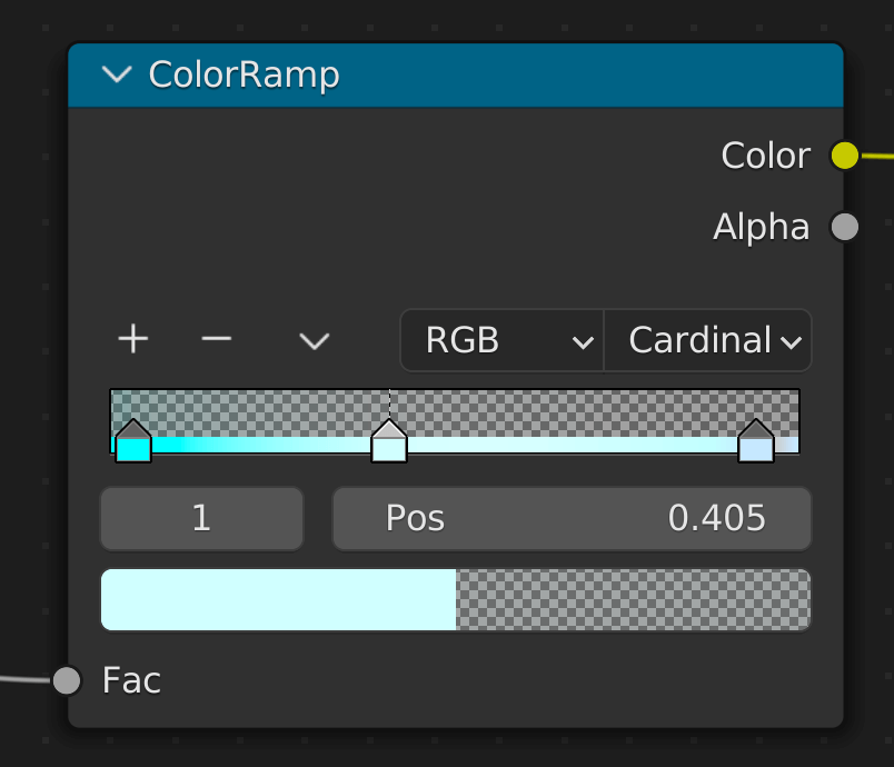 Color ramp between wave node and Principled BSDF